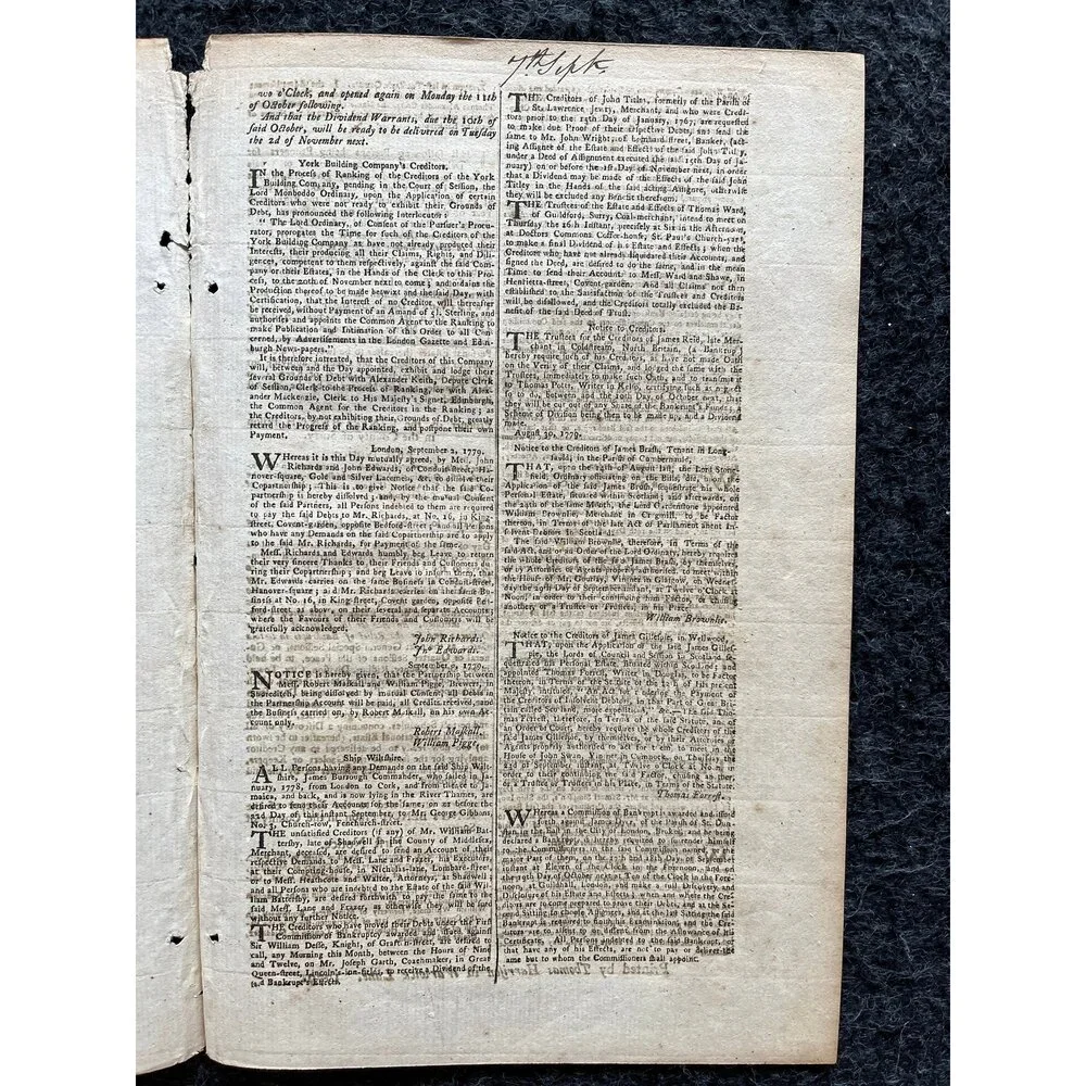 1779 British East India Company, London Gazette, History Wall Art, Original Ant